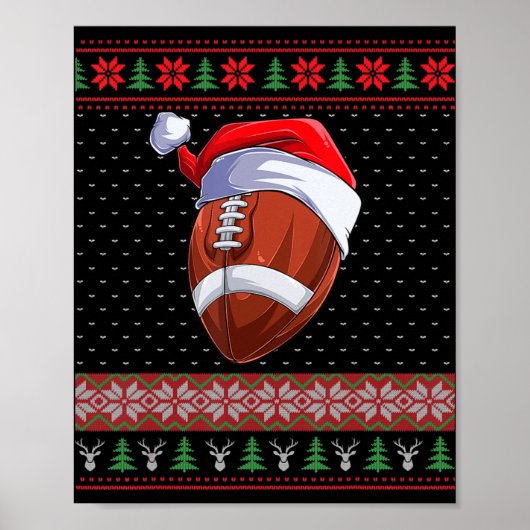 Fußball Ball Weihnachtsmannmütze Weihnachts Spaß B Poster (Vorne)