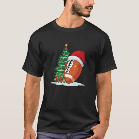 Fußball Ball Weihnachtsmannmütze Weihnachtskostüme T-Shirt (Vorderseite)