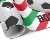 Fußball Ball Weihnachtsnachtsnamen Streifen rot in Geschenkpapier (Rolleneckpunkt)