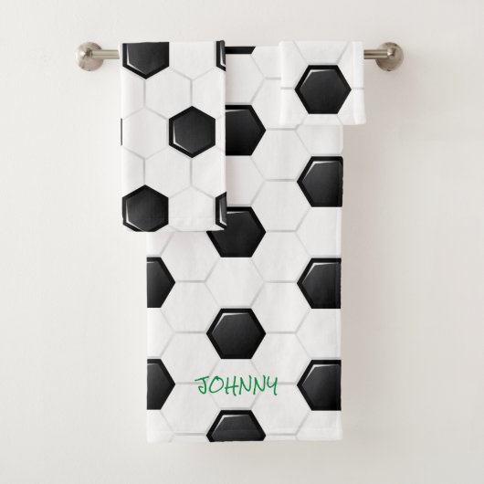 Fußball-Ball White Black Green Kids Individuelle N Badhandtuch Set (Insitu)