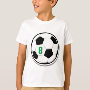 Fußball-Ball White Black Green Kids Team Number T-Shirt