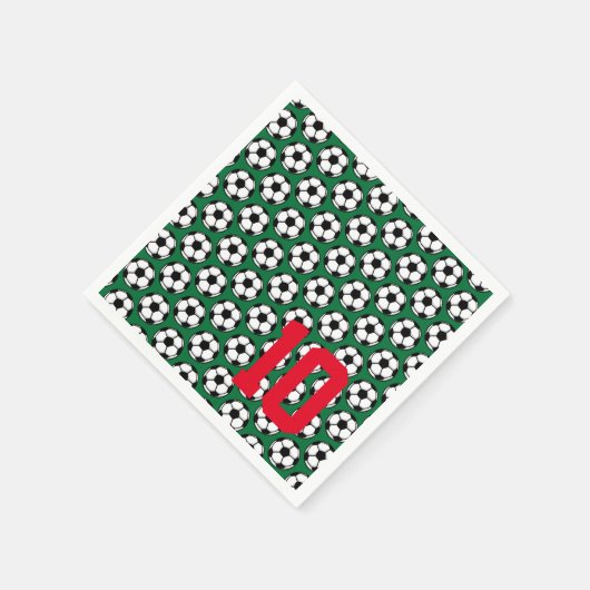 Fußball Ball White Black Green NUMMER Sport Kinder Serviette (Ecke)