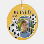 Fußball Ball Yellow Sports Foto Keramik Ornament (Links)