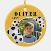 Fußball Ball Yellow Sports Foto Keramik Ornament (Hinten)