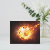 Fußball-Ball zum Feuer Postkarte (Stehend Vorderseite)