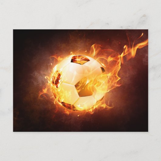 Fußball-Ball zum Feuer Postkarte (Vorderseite)