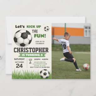 Fußball-Ball zum Geburtstag Einladung mit Foto