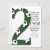 Fußball Ball ZWEI 2. Geburtstags-Party Einladung (Vorderseite)