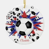Fußball Bälle Blaue Sterne Mädchen Sport Keramik Ornament (Vorne)