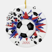 Fußball Bälle Blaue Sterne Mädchen Sport Keramik Ornament (Hinten)