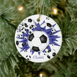 Fußball Bälle Blue Stars Girls Sport Keramik Ornament