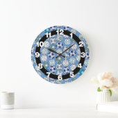 Fußball-Bälle Blue Wall Clock Große Wanduhr (Zuhause)