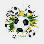 Fußball Bälle grün goldene Sterne Mädchen Sport Ornament Aus Metall (Vorderseite)