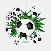 Fußball Bälle Grüne Sterne Mädchen Sport Ornament Aus Metall (Rückseite)