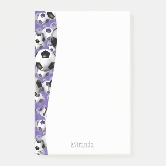 Fußball-Bälle lila Mädchenfußball Post-it Klebezettel (Vorderseite)