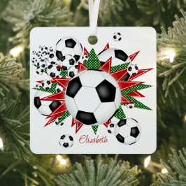 Fußball-Bälle Rote Sterne Mädchen Sport Ornament Aus Metall