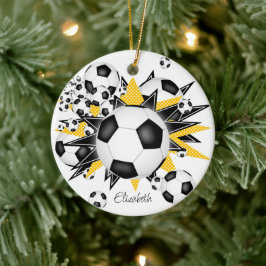 Fußball Bälle schwarze goldene Sterne Mädchen Spor Keramik Ornament