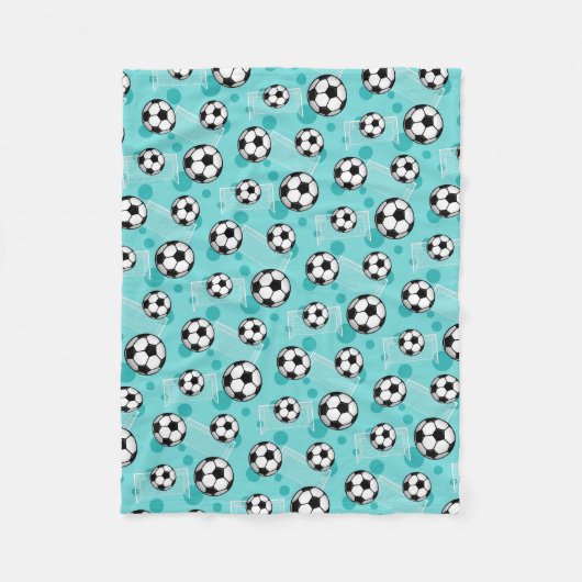 Fußball-Bälle und Ziel-aquamarine Fleece-Decke Fleecedecke (Vorderseite)