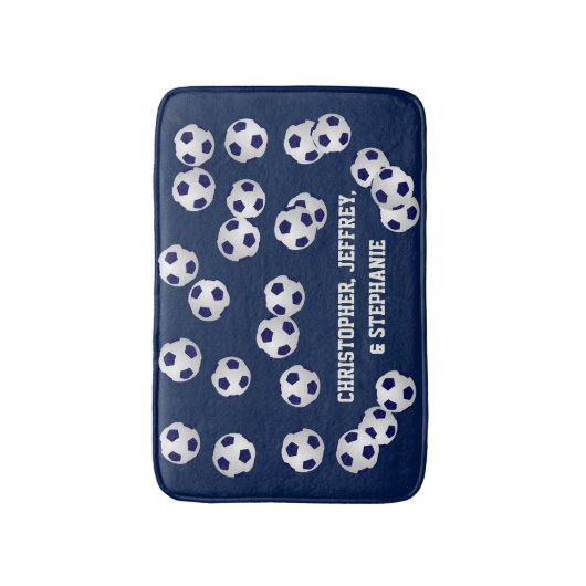 Fußball-Balls blau, Name, Badezimmer-Dekoration Badematte (Vorderseite Vertikal)