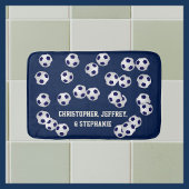 Fußball-Balls blau, Name, Badezimmer-Dekoration Badematte