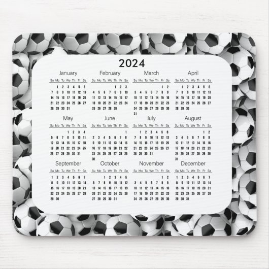 Fußball Balls Design 2024 Kalender Mousepad (Vorne)