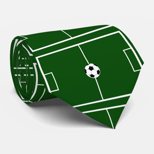 Fußball-Balls Fußball-Feld Print Necktie 2 Krawatte (Gerollt)