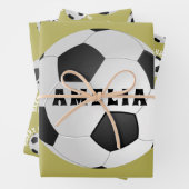 Fußball Balls Kinder Name frohe Weihnachten Geschenkpapier Set (Beispiel)