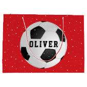 Fußball Balls Kinder Name Red Christmas Große Geschenktüte (Rückseite)