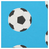 Fußball-Balls-Muster auf hellblau Stoff (Nahaufnahme)