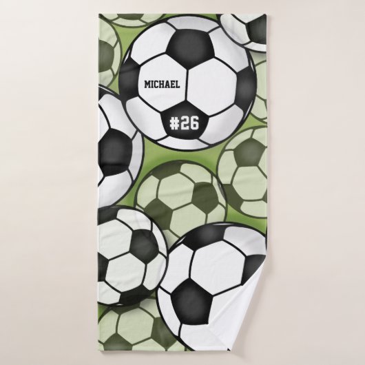 Fußball Balls Muster Kinder Jungen Name Jersey Num Badehandtuch (Badehandtuch)