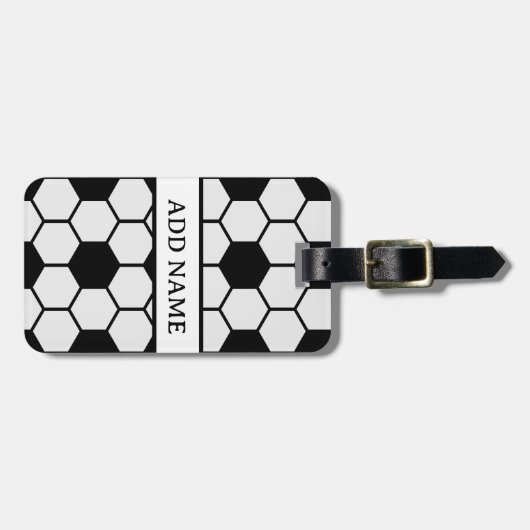 Fußball-Balls Schwarz-Weiß-Custom Gepäckanhänger (Vorderseite horizontal)