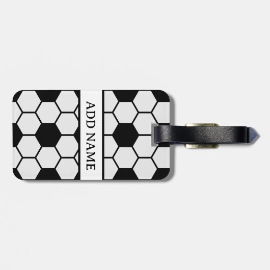 Fußball-Balls Schwarz-Weiß-Custom Gepäckanhänger (Rückseite horizontal)