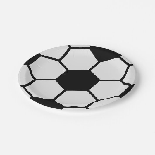 Fußball-Balls Schwarz-Weiß-Custom Pappteller (Schrägansicht)