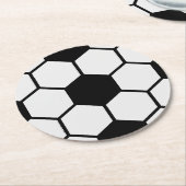 Fußball-Balls Schwarz-Weiß-Custom Runder Pappuntersetzer (Angewinkelt)