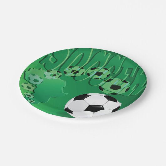 Fußball-Balls-Teller Pappteller (Schrägansicht)