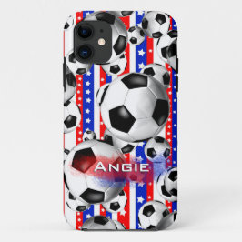 Fußball Balls USA Red White Blue US Flagge iPhone 11 Hülle