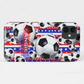Fußball Balls USA Red White Blue US Flagge Case-Mate iPhone Hülle (Rückseite (Horizontal))