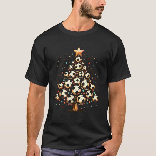 Fußball Balls Weihnachtsbaum Weihnachtsmädchen T-Shirt (Vorderseite)