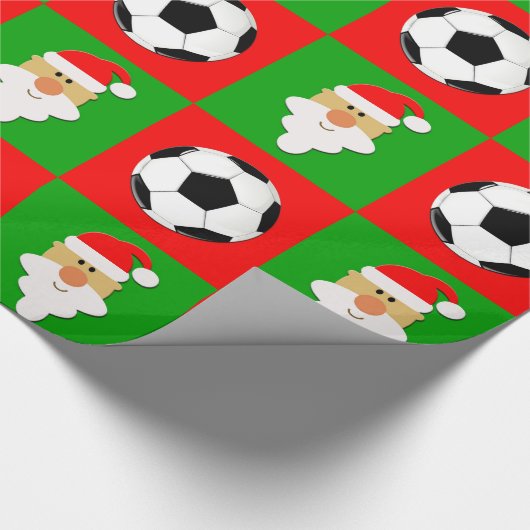 Fußball-Balls & Weihnachtszeit Rote und grüne Weih Geschenkpapier (Ecke)