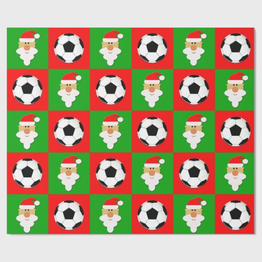 Fußball-Balls & Weihnachtszeit Rote und grüne Weih Geschenkpapier (Flach)