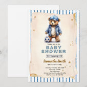 Fußball-Bär-Baby-Shower-Einladung Einladung (Vorne/Hinten)