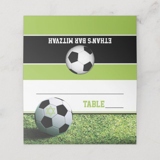 Fußball-Bar Mitzvah ist geflogen Platzkarte (Außenseite Aufgefaltet)