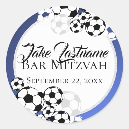Fußball-Bar Mitzvah Runder Aufkleber (Vorderseite)