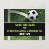 Fußball-Bar Mitzvah-Save the Date-Karte Postkarte (Vorderseite)