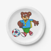 Fußball-Bären spielen Fußball im Sportraum Pappteller (Vorderseite)
