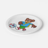 Fußball-Bären spielen Fußball im Sportraum Pappteller (Schrägansicht)