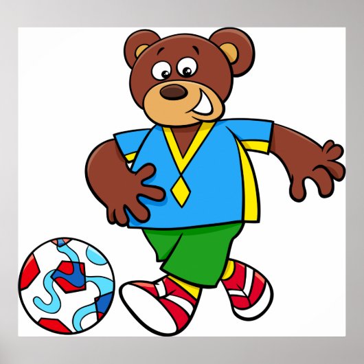 Fußball-Bären spielen Fußball im Sportraum Poster (Vorne)