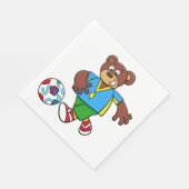 Fußball-Bären spielen Fußball im Sportraum Serviette (Ecke)