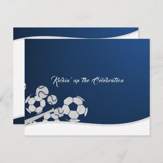 Fußball Baseball Bar Mitzvah Empfang Card Einladung (Vorne/Hinten)