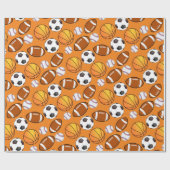 Fußball-Baseball-Basketball-Muster Geschenkpapier (Flach)